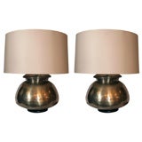 A Pair of  Archaic Modern brassTable Lamps