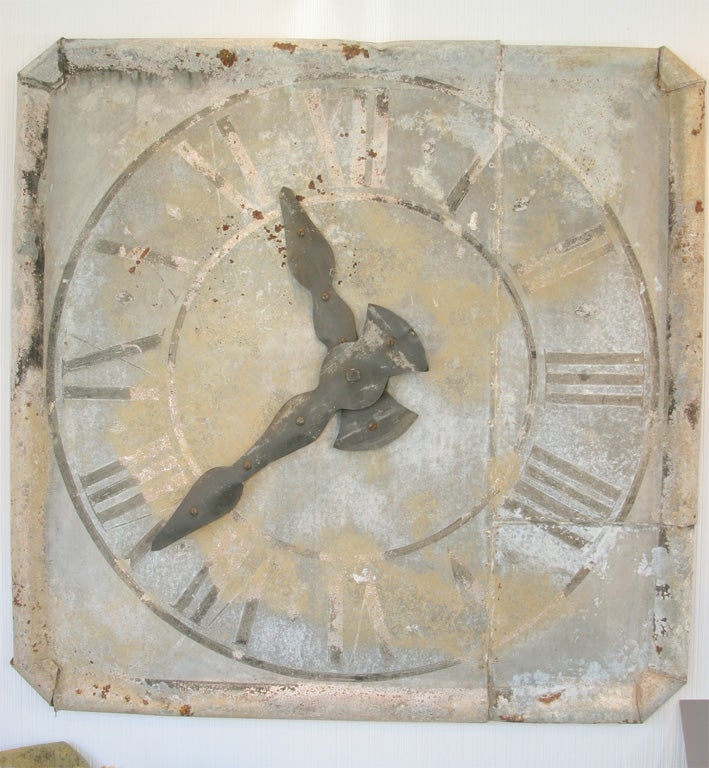 Large Painted Zinc Clock Face from a French Clocktower