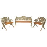 Antique DECORATIVE CAST IRON GARDEN SEATING SET