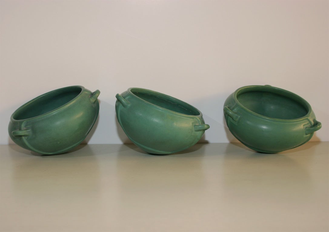 Arts and Crafts Green Glazed Jardinieres