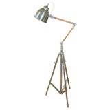 Vintage Metal and Wood Tripod Floor Lamp