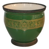 Green Glazed Ceramic Jardinere