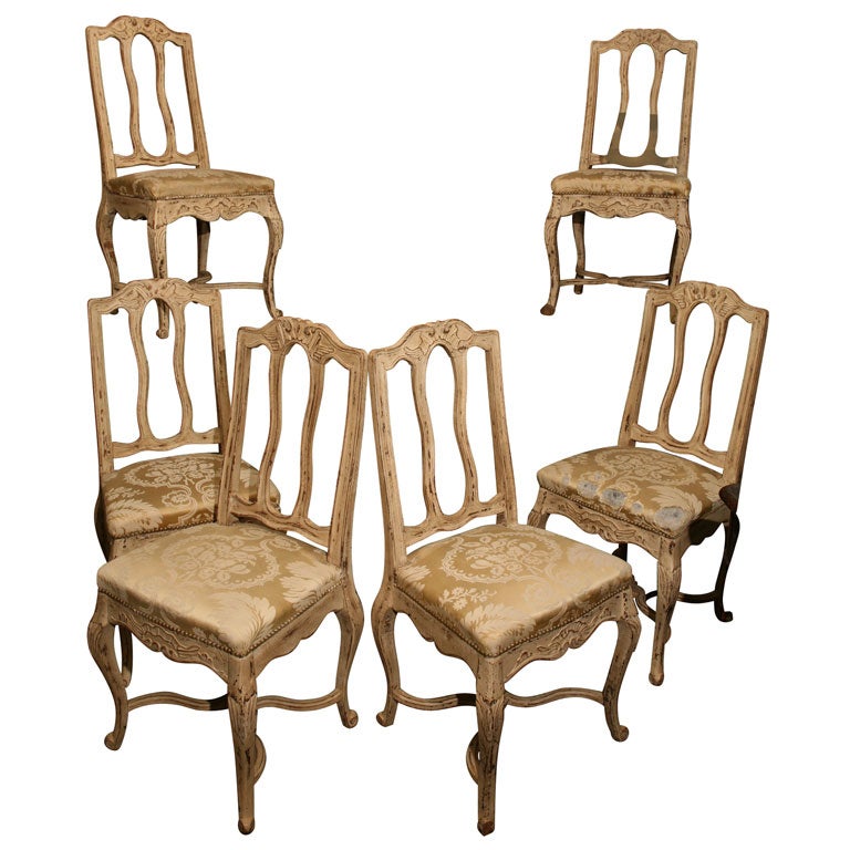 Set of 6 Antique French Dining Chairs at 1stDibs