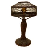 Antique NATURAL WICKER TABLE LAMP