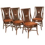 SET OF 4 WICKER DINING CHAIRS