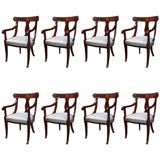A Set of 8 Regency Mahogany and Brass Inlaid Dining Chairs