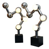 Pair of chrome molecular lamps