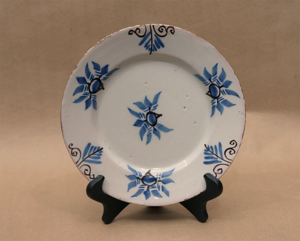 18th Century and Earlier Four English Delft Plates