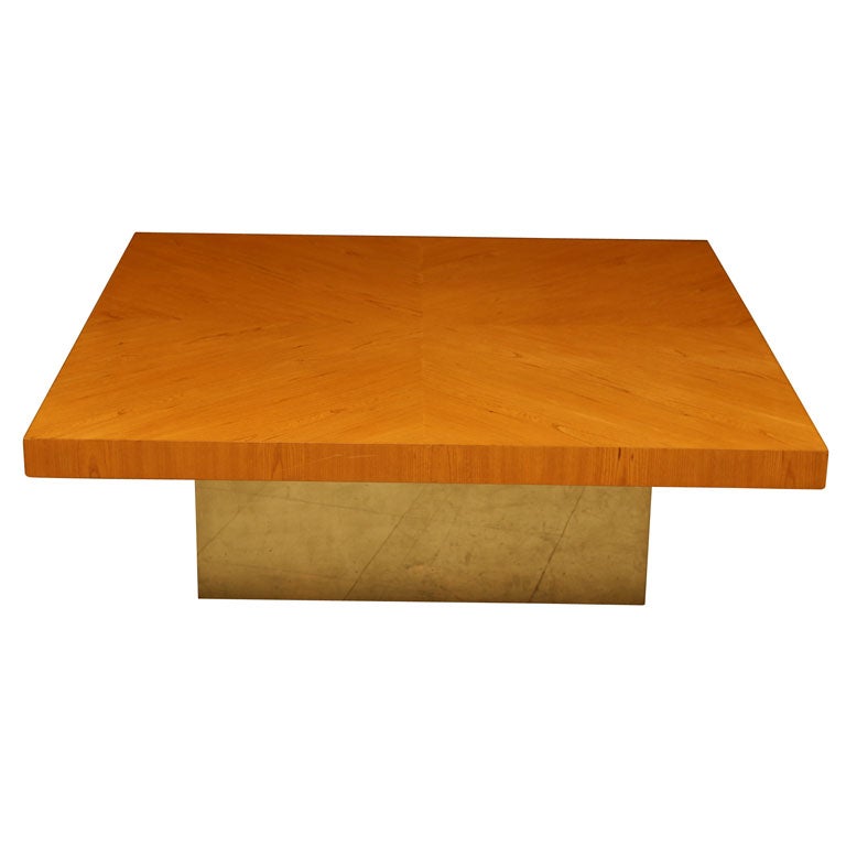 Milo Baughman Ash Wood Top Coffee Table On Chrome Base