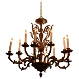 LOUIS 15TH STYLE GILT-METAL 12 LIGHT CHANDELIER LOUIS 15TH STYLE GILT-METAL 12 LIGHT CHANDELIER