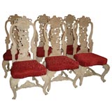 Set of 6 Venetian Dining Chairs With Distressed Finiish