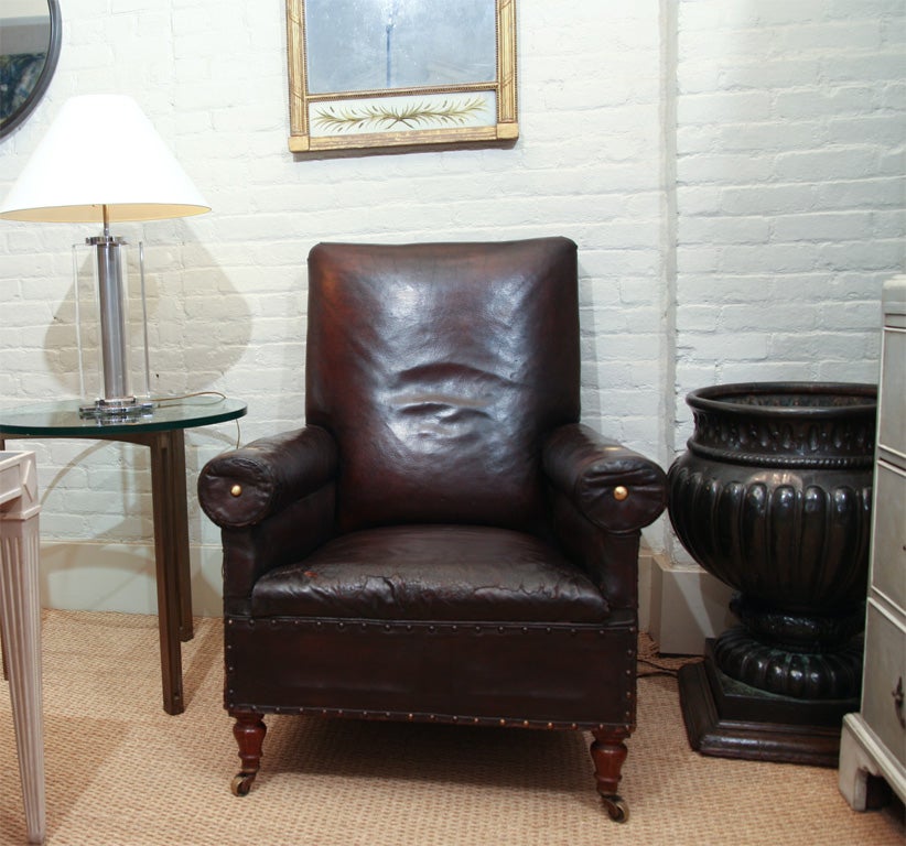 1830'S-40'S  William IV Leather Upholstered Library Bergere