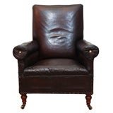 1830'S-40'S  William IV Leather Upholstered Library Bergere