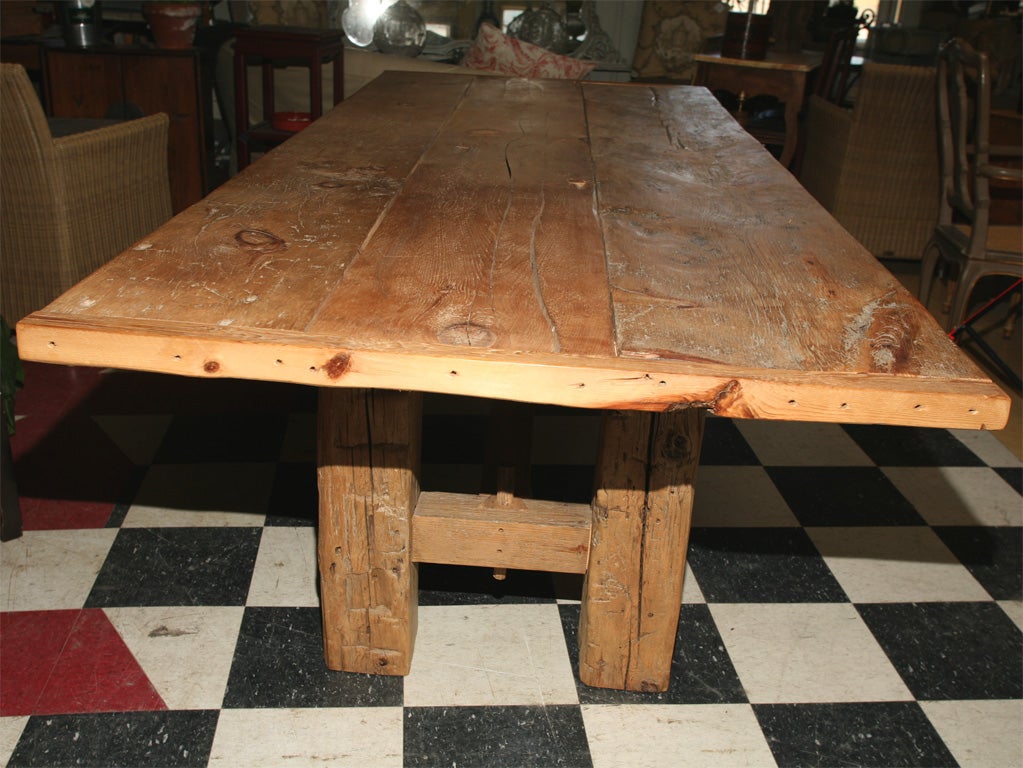 American Custom Made Rustic Barn Beam Farm Table