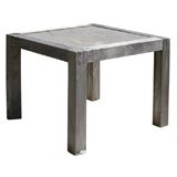 Used Indoor Outdoor Stone and Teak Dinging Table