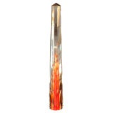 Great Venini column/obelisk murano glass clear  and fire red.