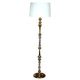 Glass and Brass French 40s Floor Lamp