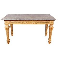 Used Italian Neoclassical Painted and Grey Veined Marble Top Console