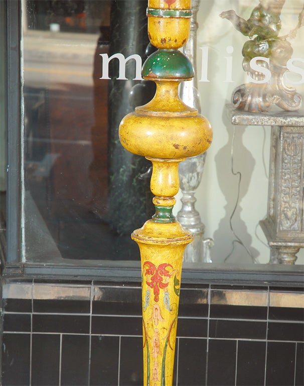 Italian Hand Painted Standing Lamps with Custom Parchment Shades In Good Condition For Sale In Los Angeles, CA