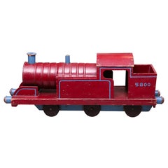 Antique Maroon and blue English toy train