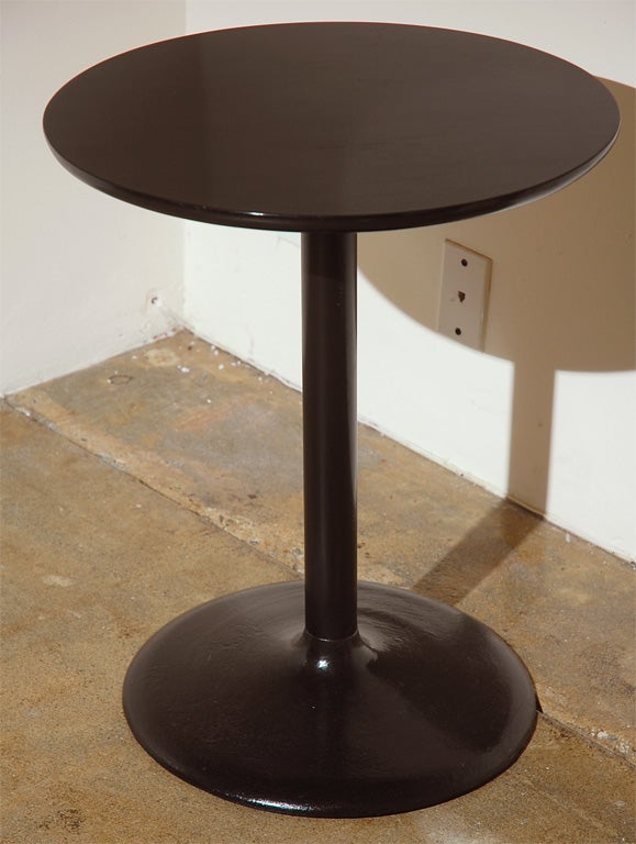 Black lacquered metal side tables