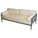 Metal Based Daybed with White Cushions and Blue/Gray trim