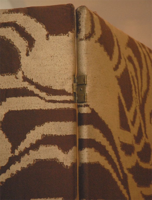 Silk Upholstered Screen with Asian Tiger Motif 4