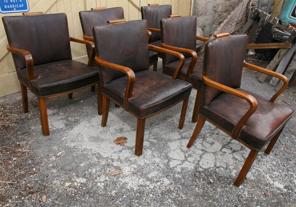 Danish Set of 10 Leather Conference Room Chairs