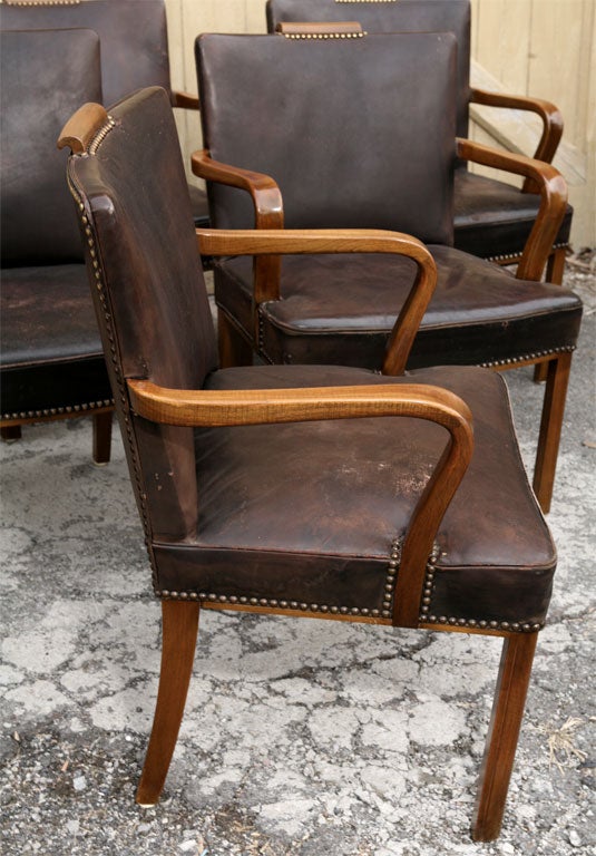 20th Century Set of 10 Leather Conference Room Chairs
