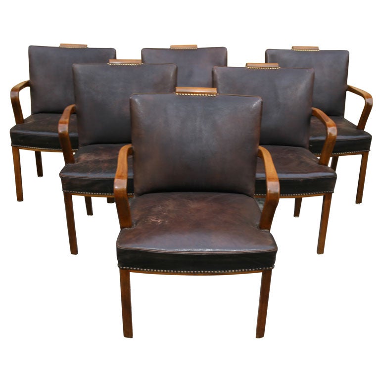 Set of 10 Leather Conference Room Chairs