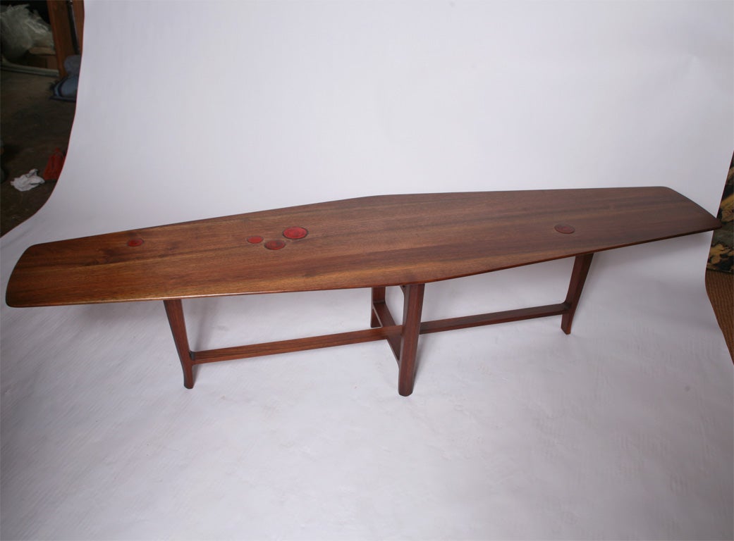 Edward Wormley  Coffee table with Natzler Red Tiles