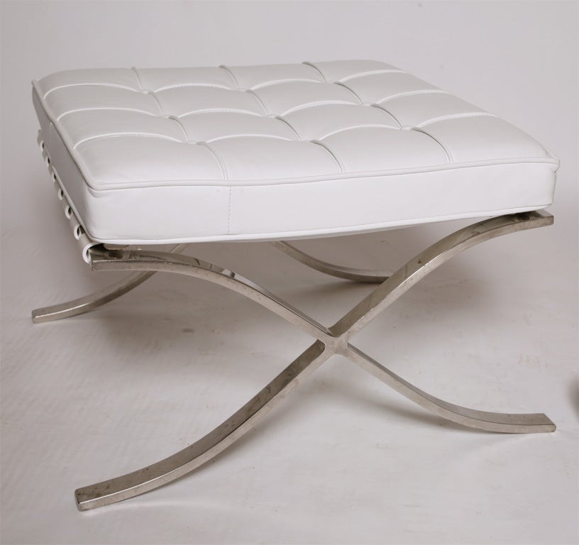 Mies Van der Rohe for Knoll <br />
Barcelona ottoman with new replaced white leather