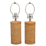 Pair of Stacked Corrugated Cardboard Lamps