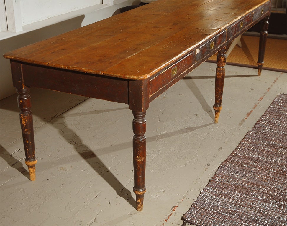 Massive 9-ft Antique English Writing Desk or Dining Table 1