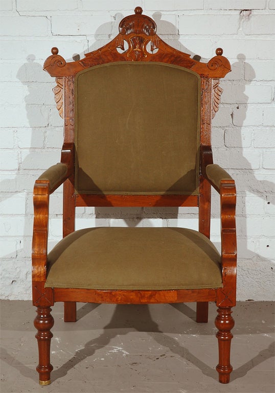 Rare Early 20th Century English Carved Arm Chair 3