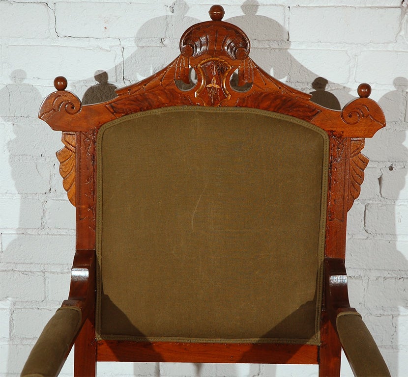 Rare Early 20th Century English Carved Arm Chair 4