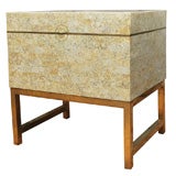 Maitland Smith Stone Veneer Box on Stand w/Brass Inlay