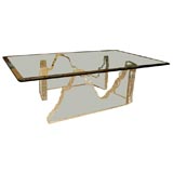 Rectangular Lucite and Glass 1970's Coffee Table