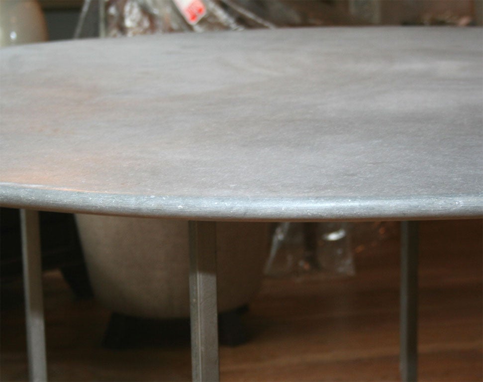 Belgian Bluestone Dining Table with Iron Base For Sale 1