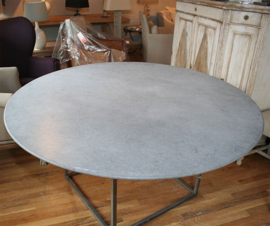 Belgian Bluestone Dining Table with Iron Base For Sale 2