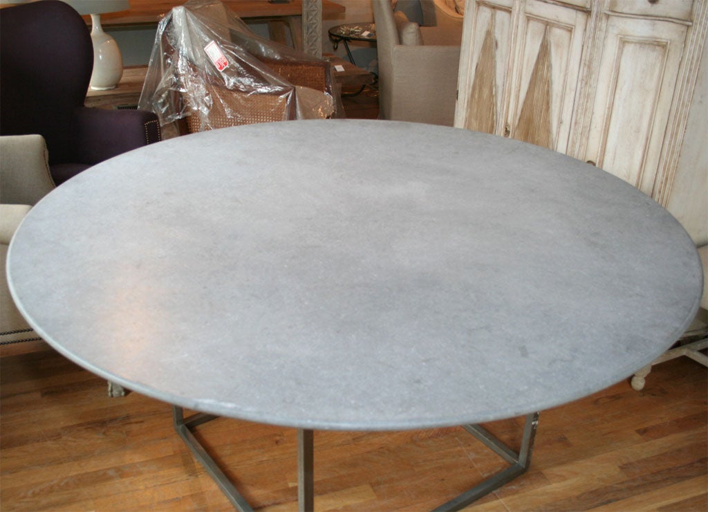 Belgian Bluestone Dining Table with Iron Base For Sale 3