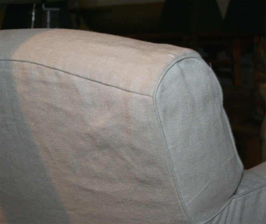 Club Chair with Linen Slipcover For Sale 6