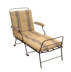 Campaign chaise upholstered in Antique linen