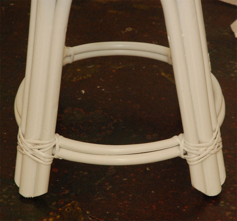 Pair of White Bamboo Style Chairs, Low Seating For Sale 1
