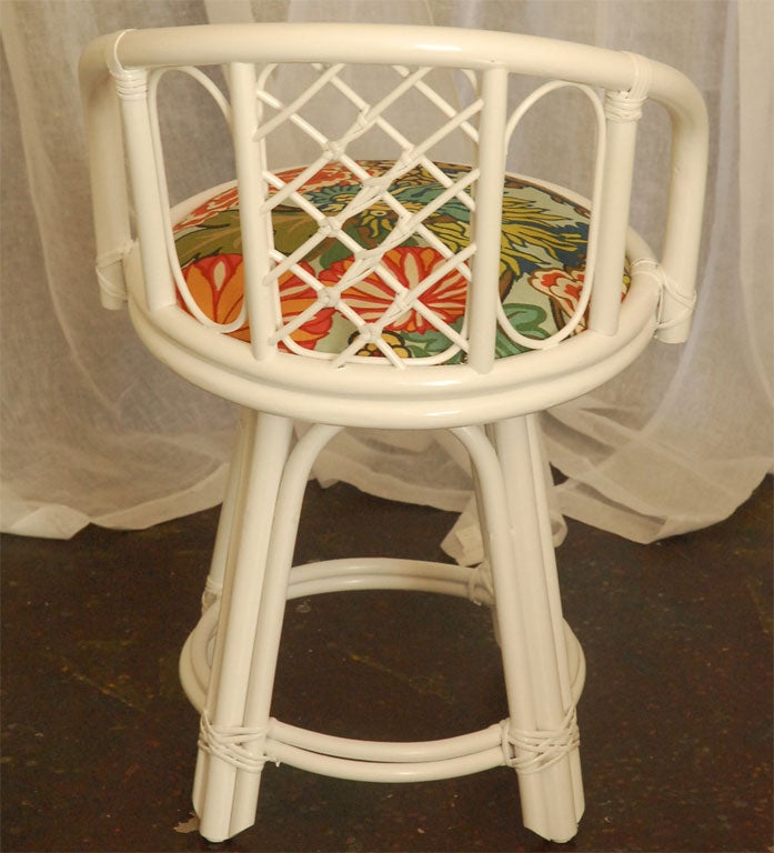 Pair of White Bamboo Style Chairs, Low Seating For Sale 3
