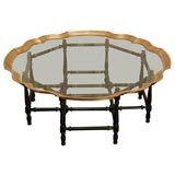 Vintage Moroccan Style Brass Trimmed Coffee Table