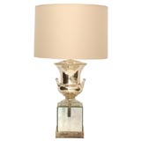 A Single Custom Table Lamp with Antique Mercury Glass Urn