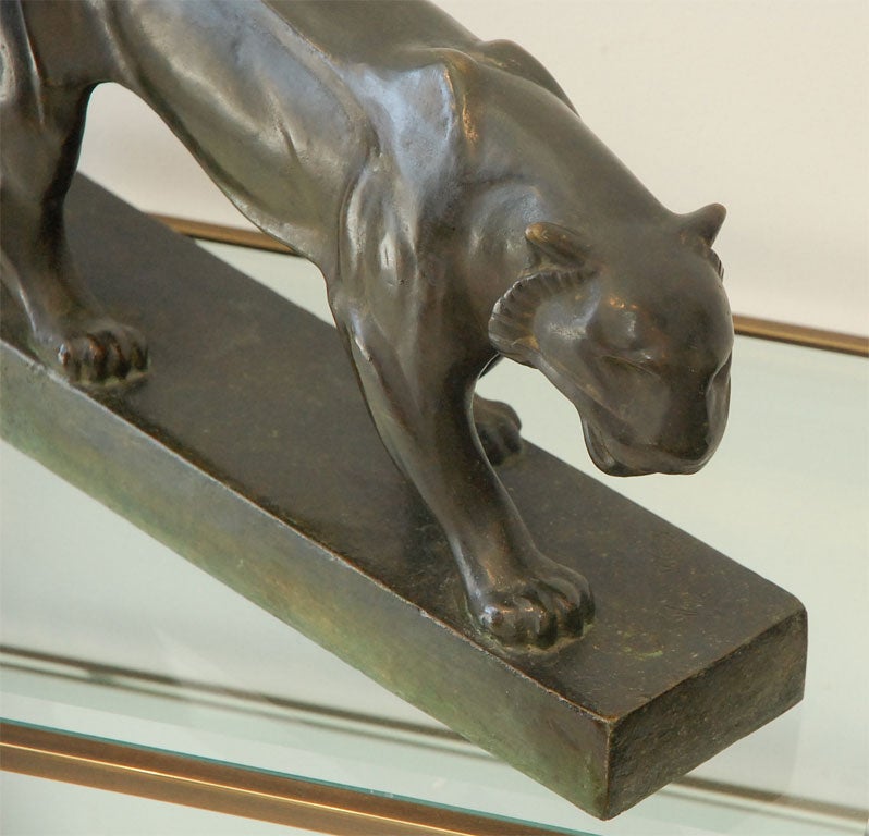 Français Panthère Art Déco en bronze patiné signée Vago-Weiss