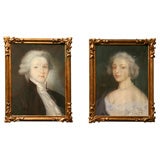 Pair of Swedish pastel portraits of a noble couple