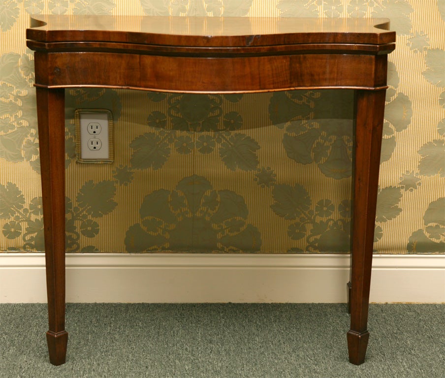 ENGLISH, SERPENTINE FRONT BURLWOOD CARDTABLE CA.1800